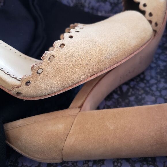 Leon Max/Max Studio Heap Kid Suede Ankle Strap Block Heel Pumps - Picture 14 of 15